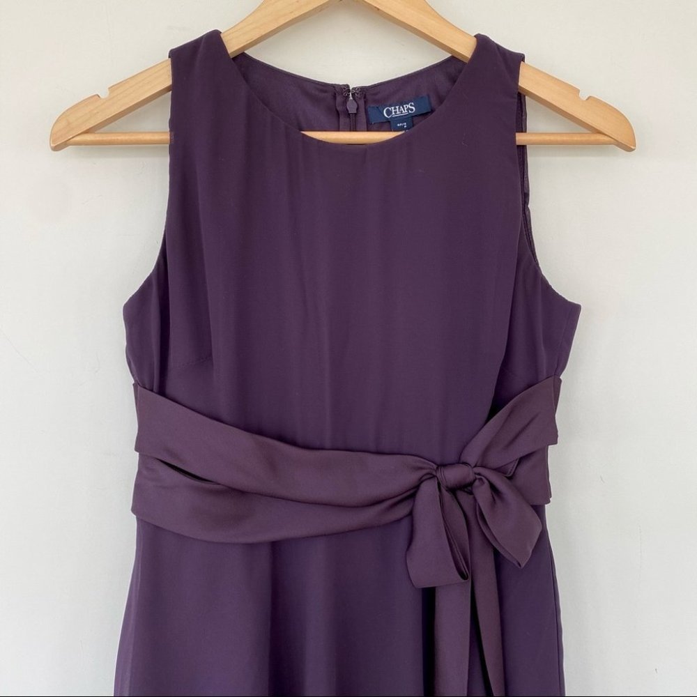Chaps sleeveless cocktail dress,  belted with bow